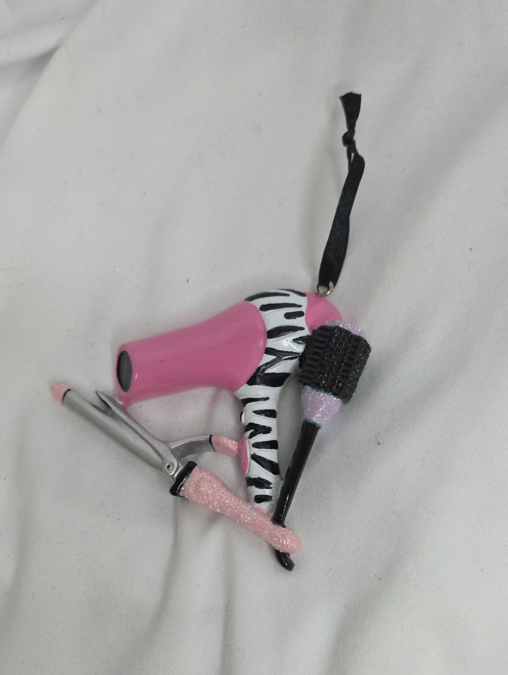 Hair Stylist Ornament Pink Zebra Print Blank Craft 3 X 4 Inches
